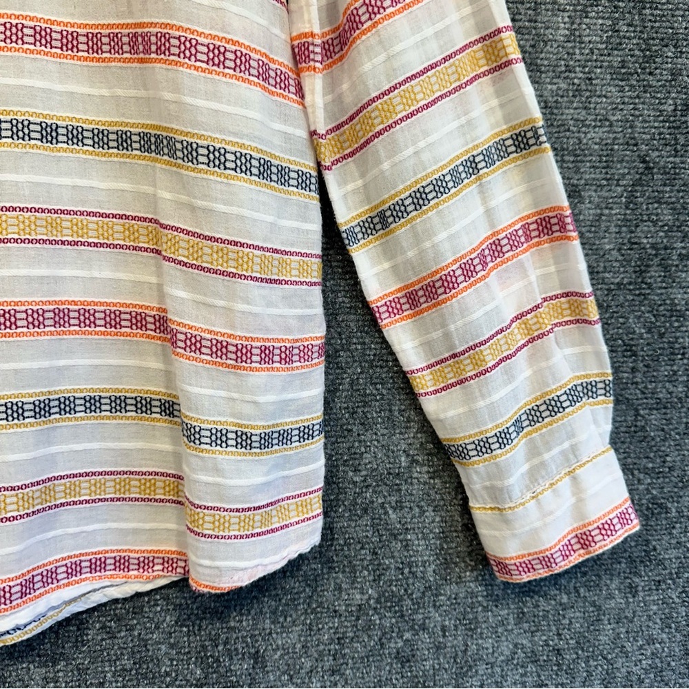 Sundance cotton top M button up long sleeve embroidered striped windowpane shirt - Picture 3 of 10